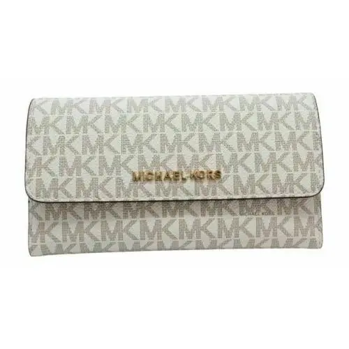 Women Lady Pvc or Leather Trifold Clutch Credit Card Holder Wallet Vanilla MK Signature by Michael Kors