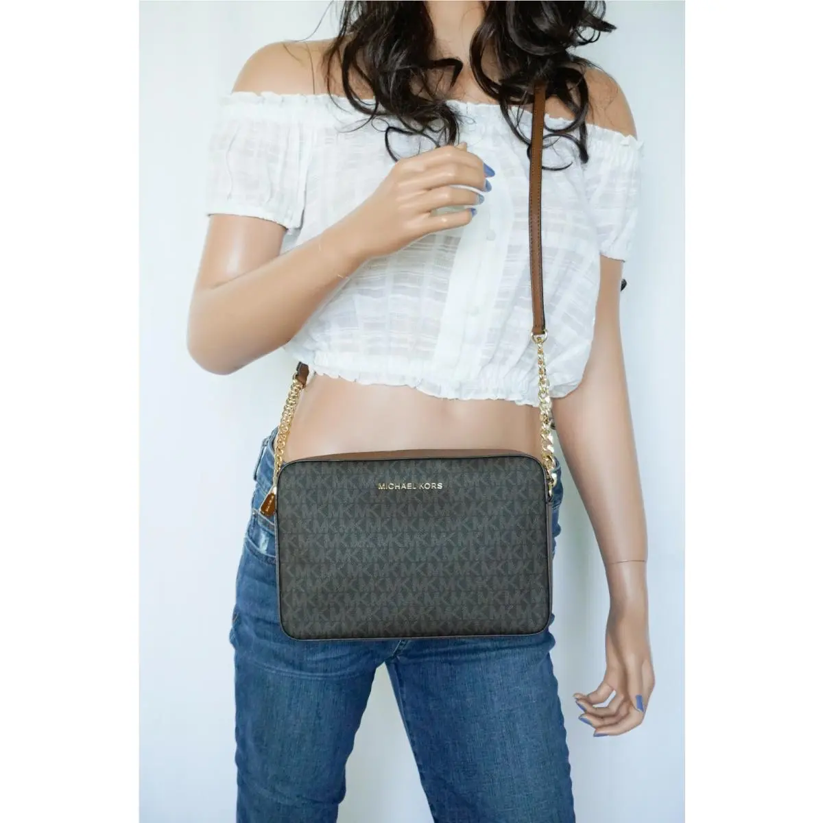 Jet Set Item East West Shoulder Crossbody Bag MK Brown by Michael Kors