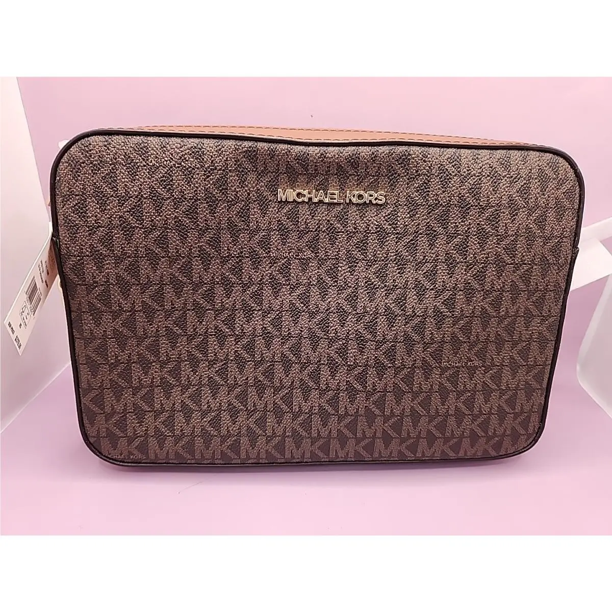 Michael Kors Women`s Jet Set Large Printed Logo Crossbody Bag - Brown - Exterior: Brown