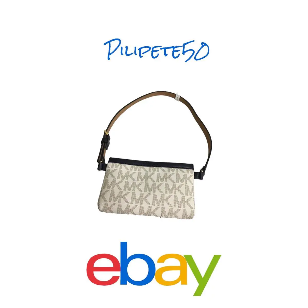 Michael Kors Fanny Pack Jet Set Medium 32-34 Navy Blue Edges Leather