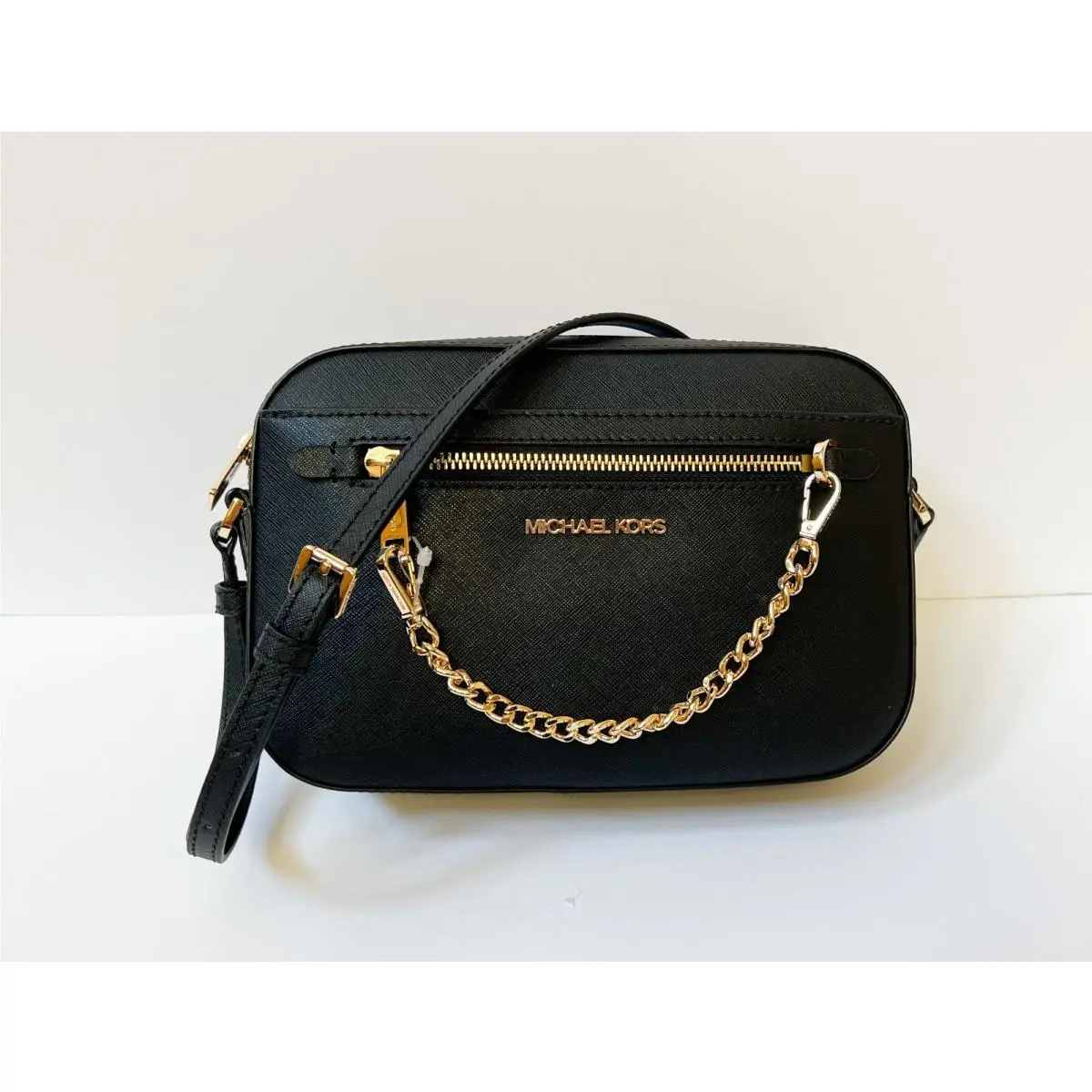 Jet Set Item LG EW Zip Chain Crossbody - Black/gold by Michael Kors