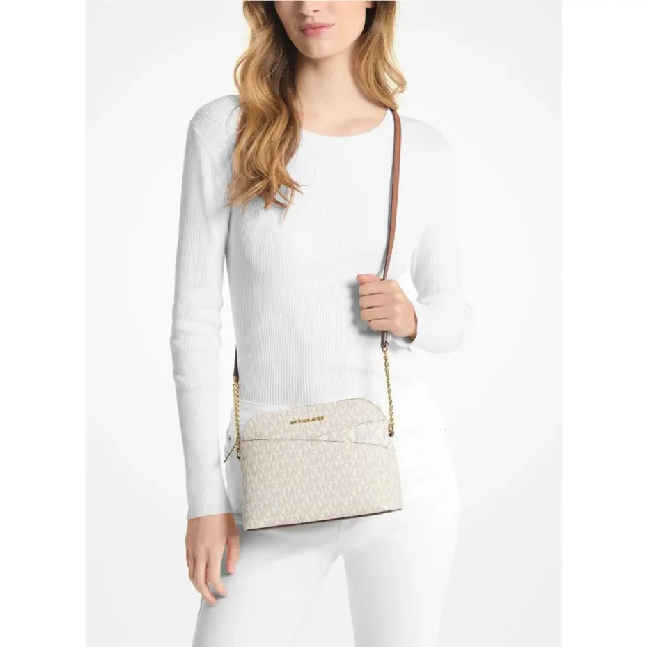 Michael Kors Jet Set Travel Medium Crossbody Leather Handbag - Vanilla