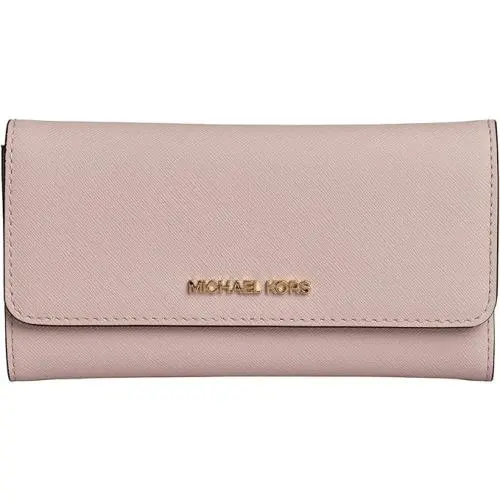 Michael Kors Women Jet Set Travel Large Trifold Wallet Clutch in Powder Blush