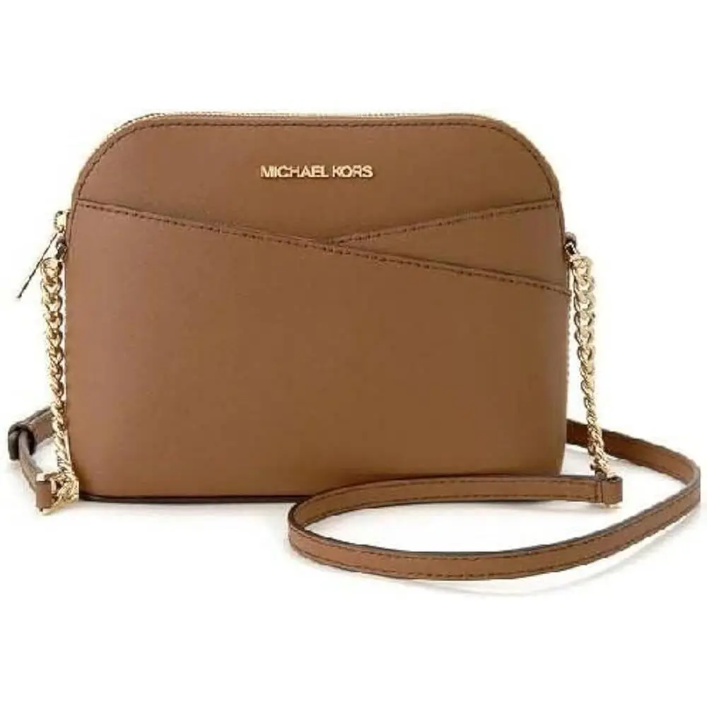 Michael Kors Jet Set Travel Crossbody Leather Handbag Luggage Brown