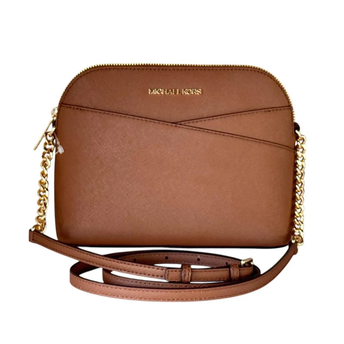 Michael Kors Jet Set Travel Crossbody Leather Handbag Luggage Brown