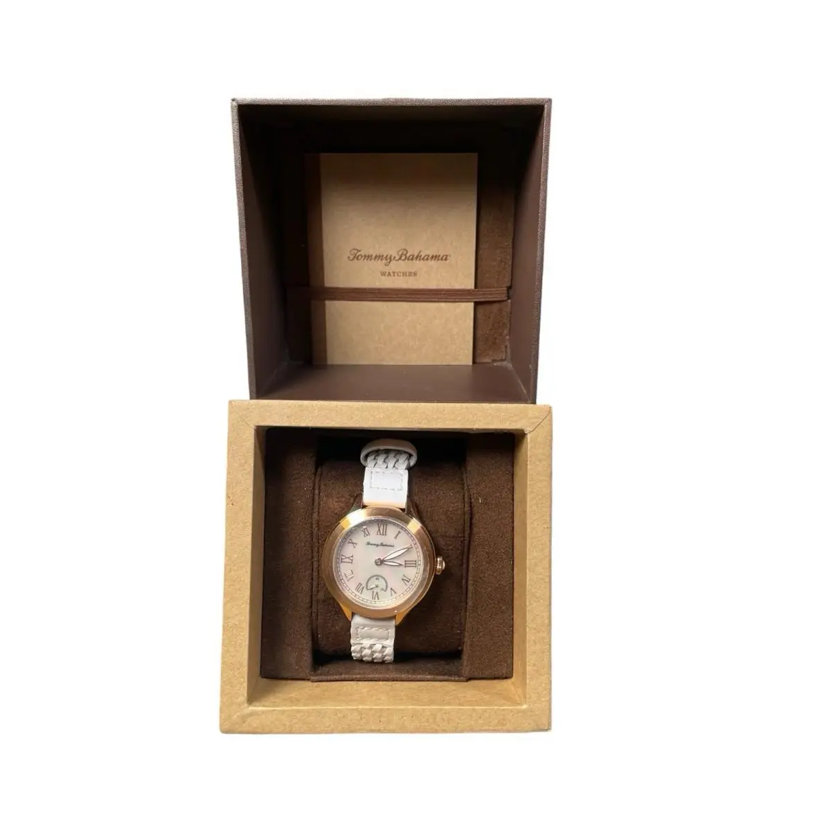 Women’s Tommy Bahama Waikiki Mop Dial Watch White Braided Strap