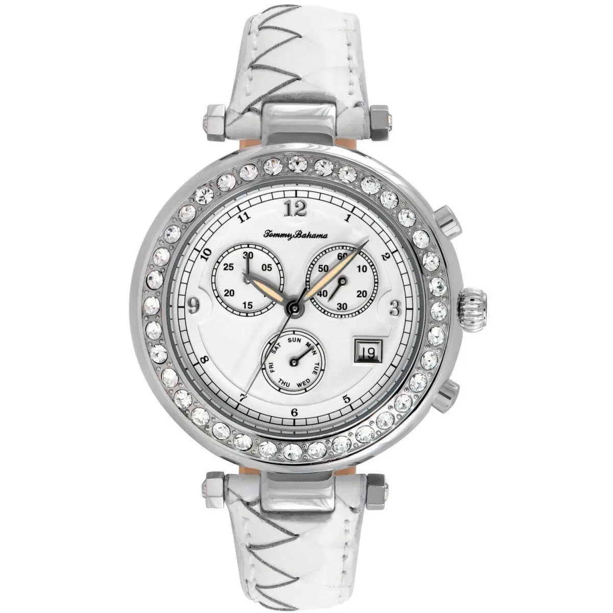 TB2159 Silver Dial Leather Strap Multifunction Women`s Watch by Tommy Bahama