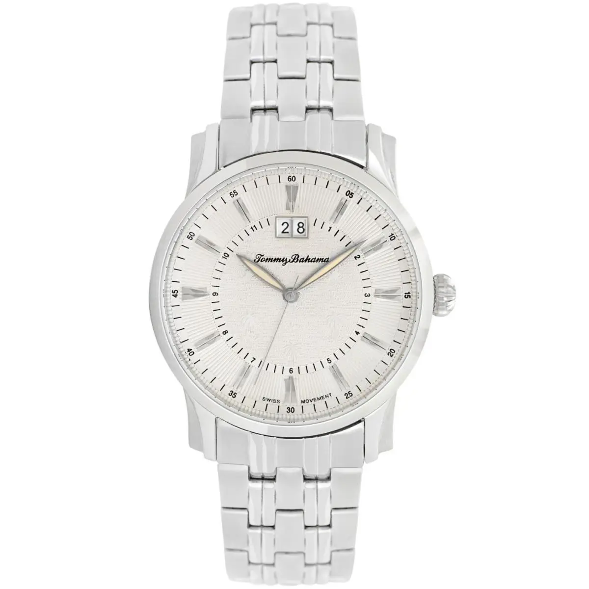 New-tommy Bahama Brisbane Silver Tone S/steel+palm Tree Dial Swiss Watch TB3044 by Tommy Bahama