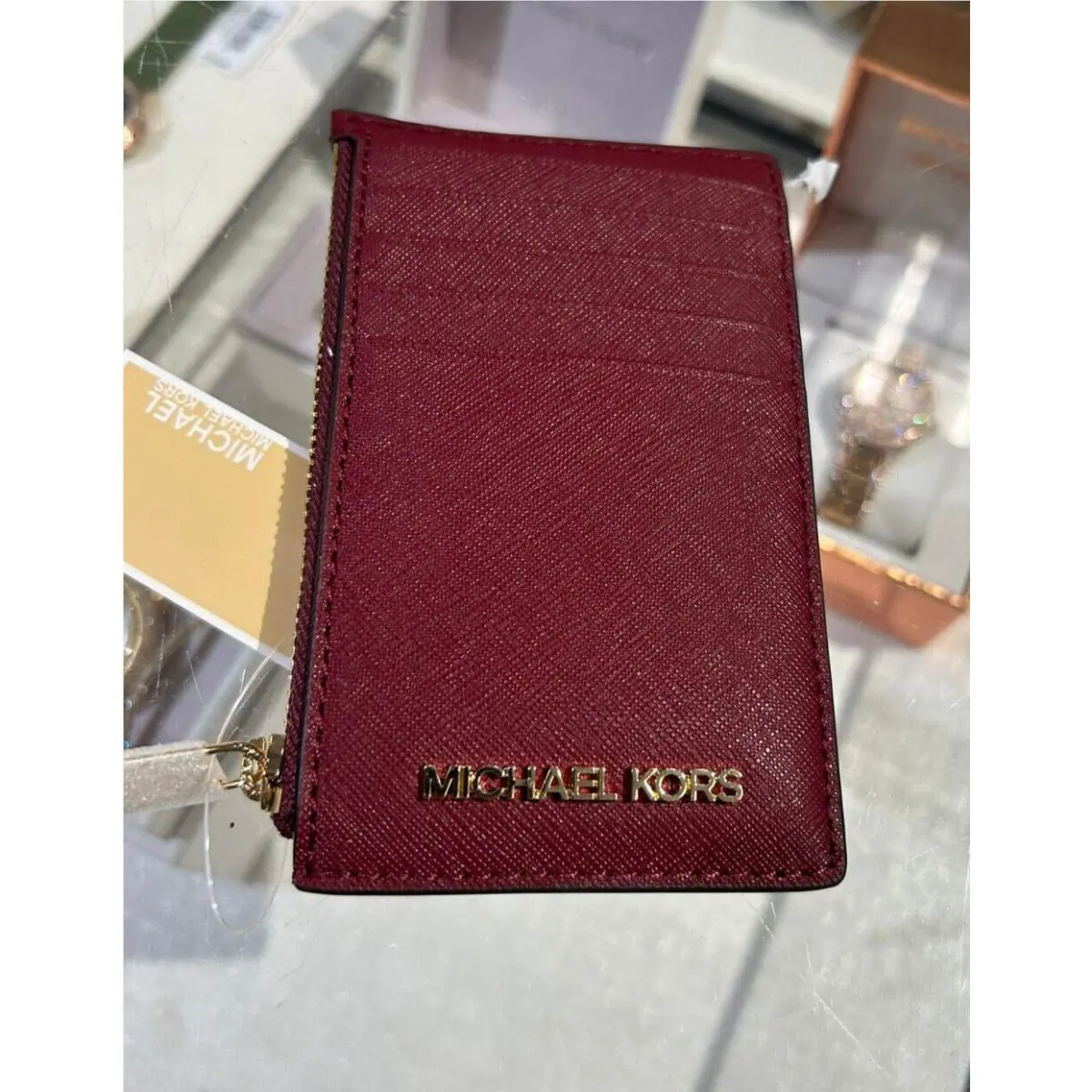 Michael Kors Jet Set Tall Travel Card Case Holder Wallet Jungle Green