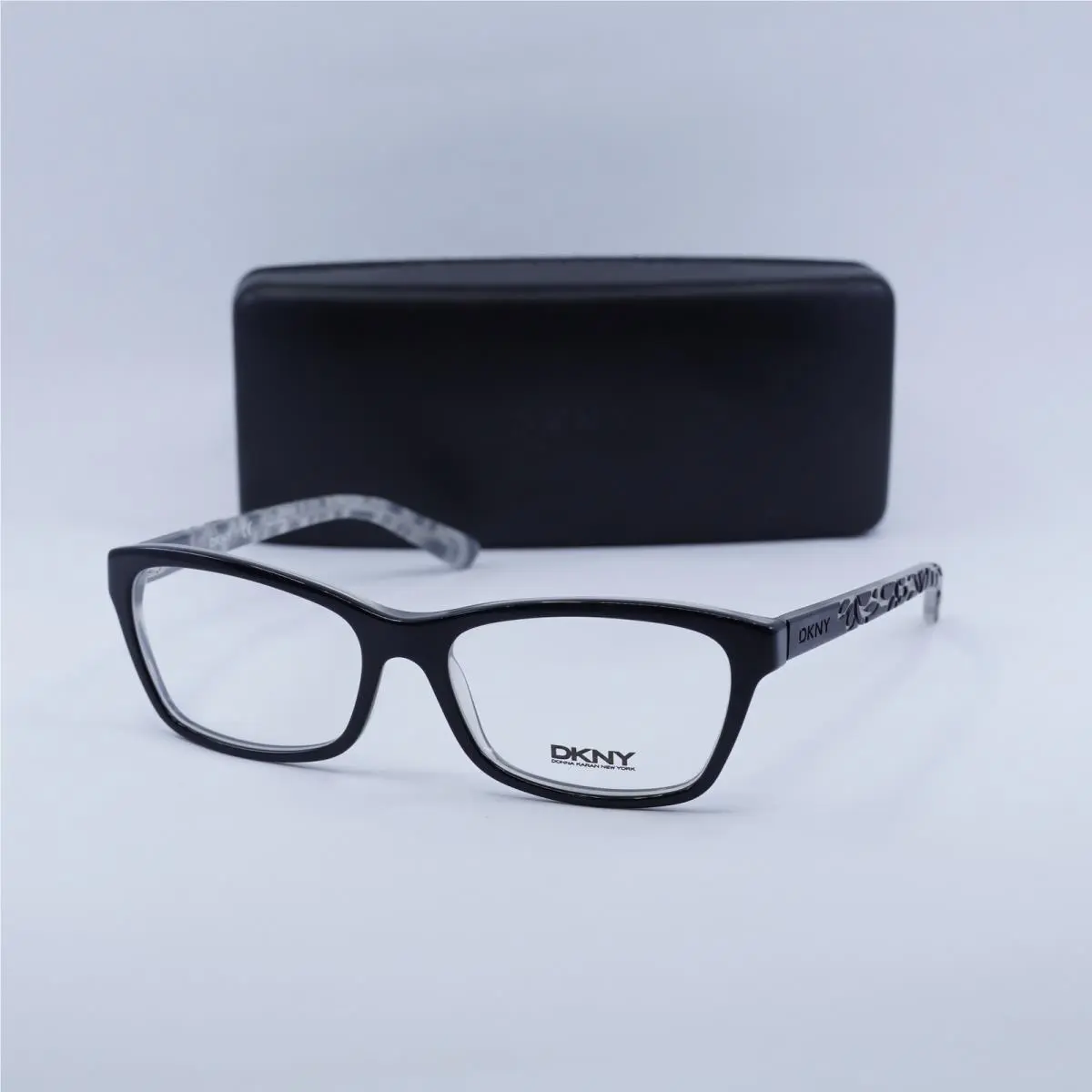 Dkny DY4649 3582 Black Wayfarer with Floral Cut 53mm Eyeglasses
