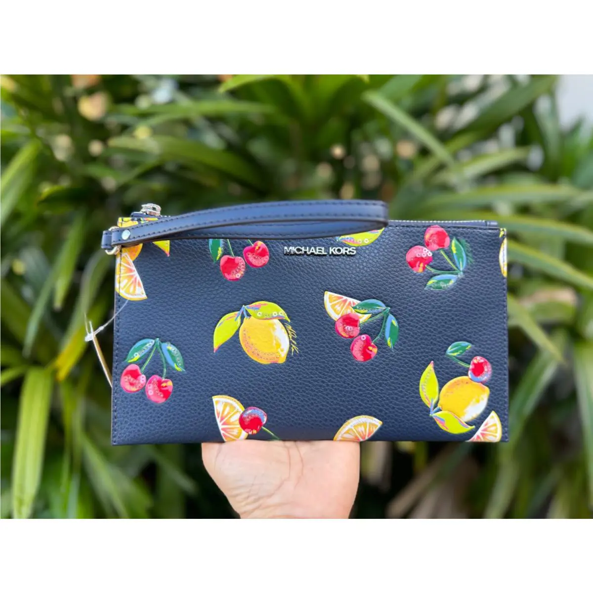 Michael Kors Jet Set Travel XL Clutch Wristlet Fruit Melody Navy Multi