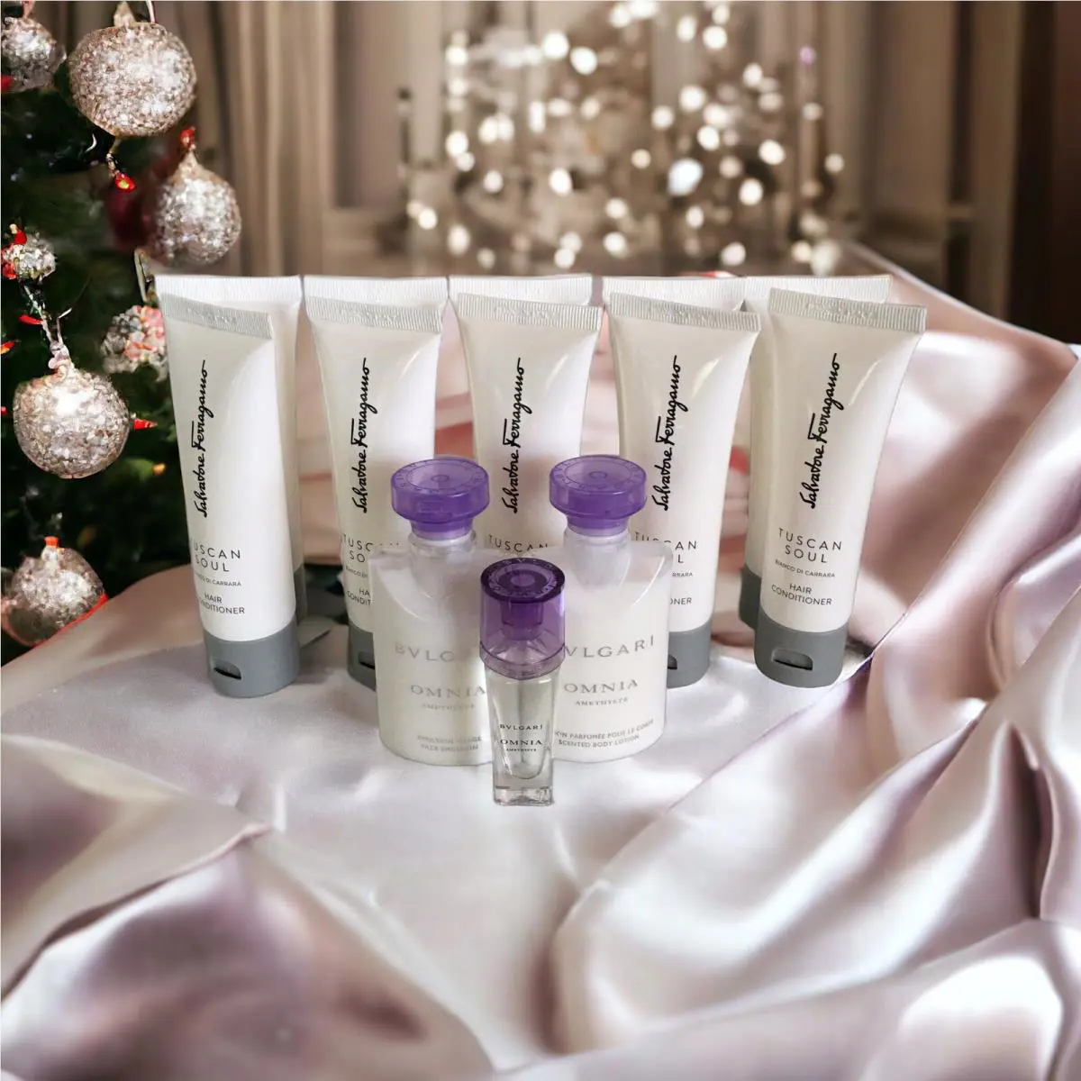 Omnia Amethyste Bvlgari Mini Set and 6 Tuscan Soul Travel Size Conditioners Lot
