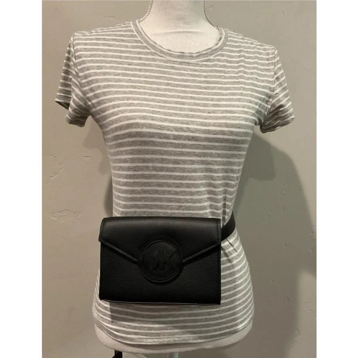 Michael Kors Leather Logo Fanny Pack Belt Bag Black Sz L/xl