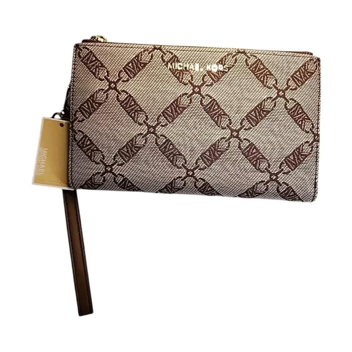 Michael Kors Jet Set Double Zip Wristlet Natural/luggage One Size 32S3GJ6W4J