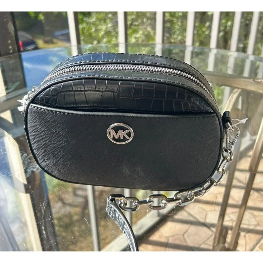 Michael Kors Ladies Women Small Fashion Oval Crossbody Bag Handbag Purse Black