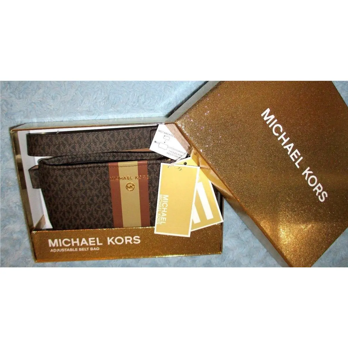 Michael Kors Fanny Pack Adjustable Belt Bag Purse Brown Gift Box Small Medium