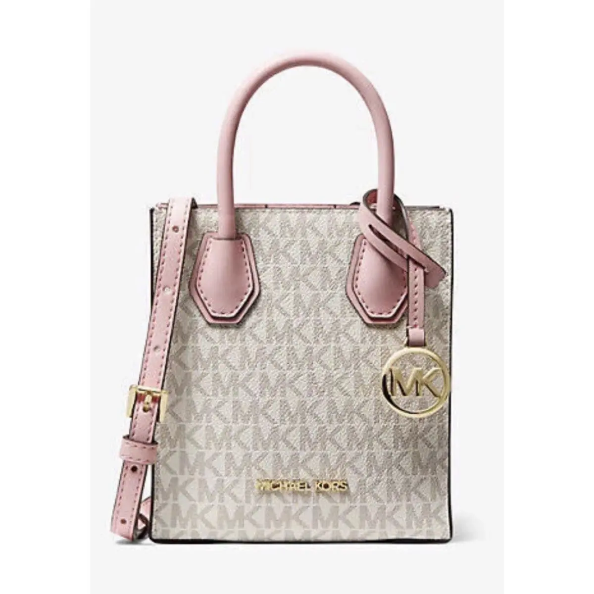 Michael Kors Mercer XS Mini Satchel Shoulder Crossbody Bag MK Vanilla/pink