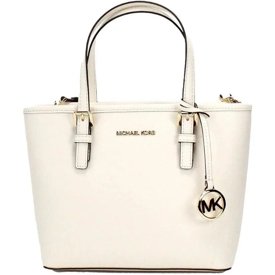 Michael Kors Jet Set Carryall Tote Extra Small Crossbody Bag Leather Light Cream