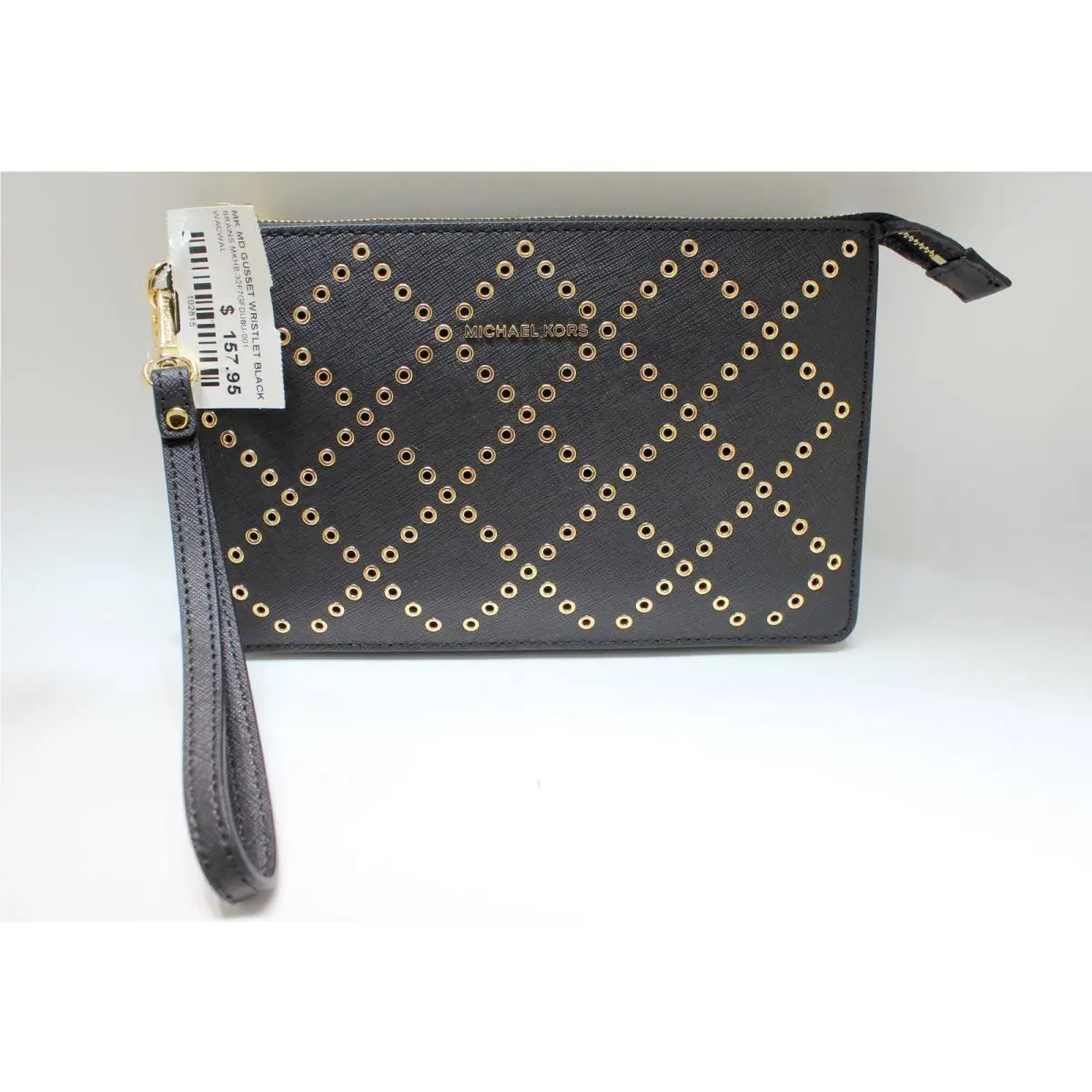 Michael Kors Daniela Grommeted Leather Wristlet - Black - Color