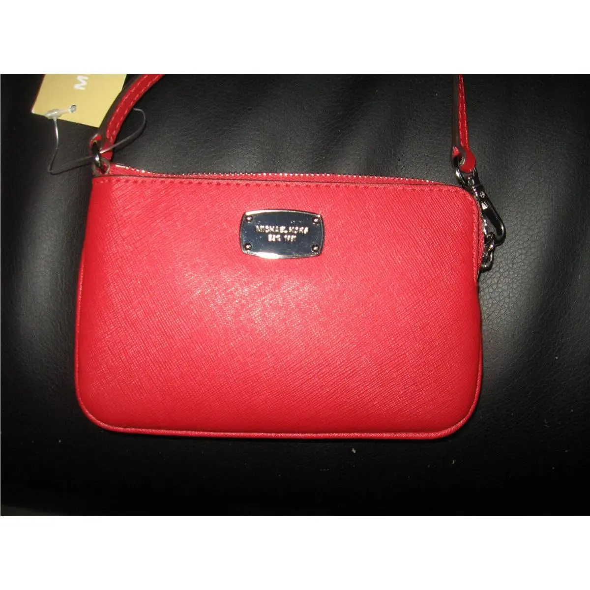 Michael Kors Jet Set Item Leather Wristlet Red Corner Zip