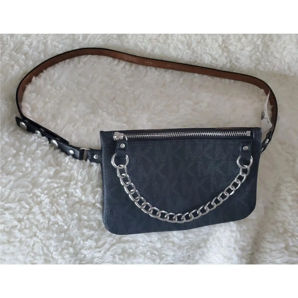 Michael Kors Waist Belt Bag Leather Waist Bag Fanny Pack Black Lg