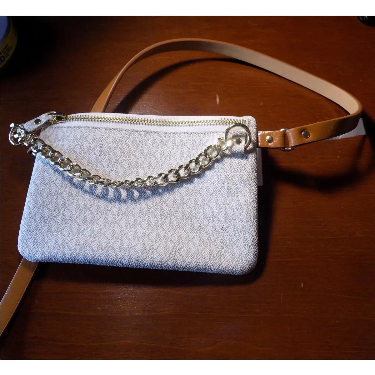 Michael Kors MK Waist Belt Pouch Bag Wallet Vanilla Logo Small