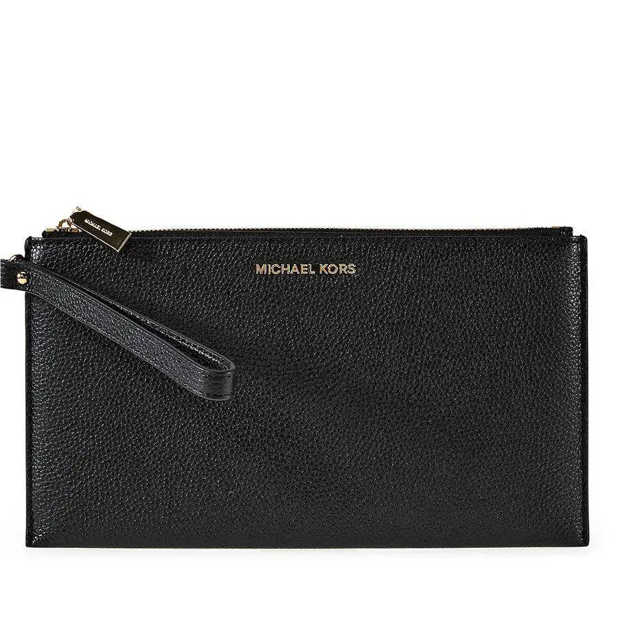 Mercer Iphone Holder Black Leather Pebbled Women`s Clutch Wristle by Michael Kors