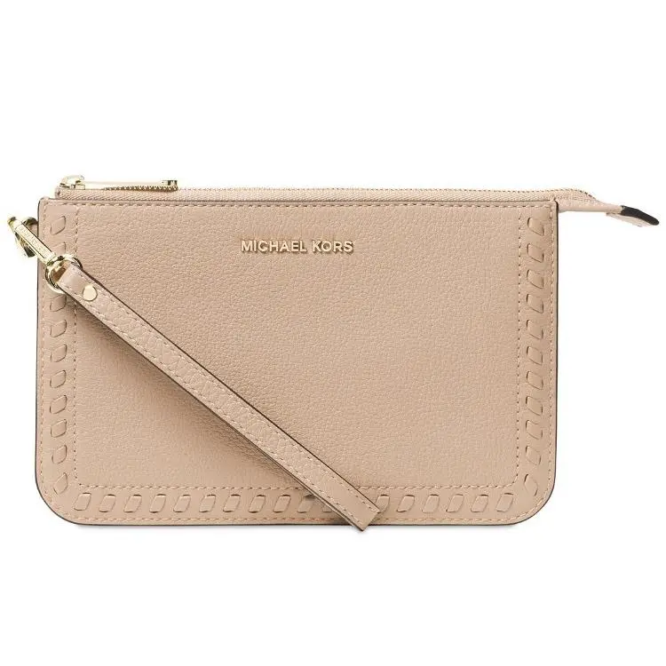 Michael Kors Lauryn Medium Wristlet Leather Oyster Whipstitching