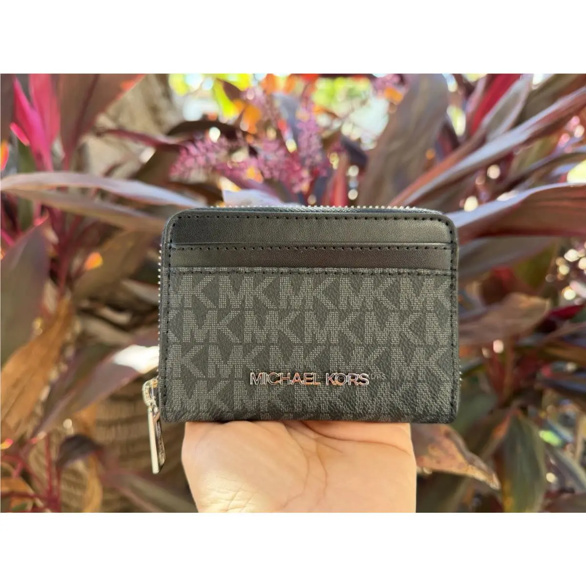 Michael Kors Jet Set Travel MD Zip Around Card Case Wallet MK Brown/marigold
