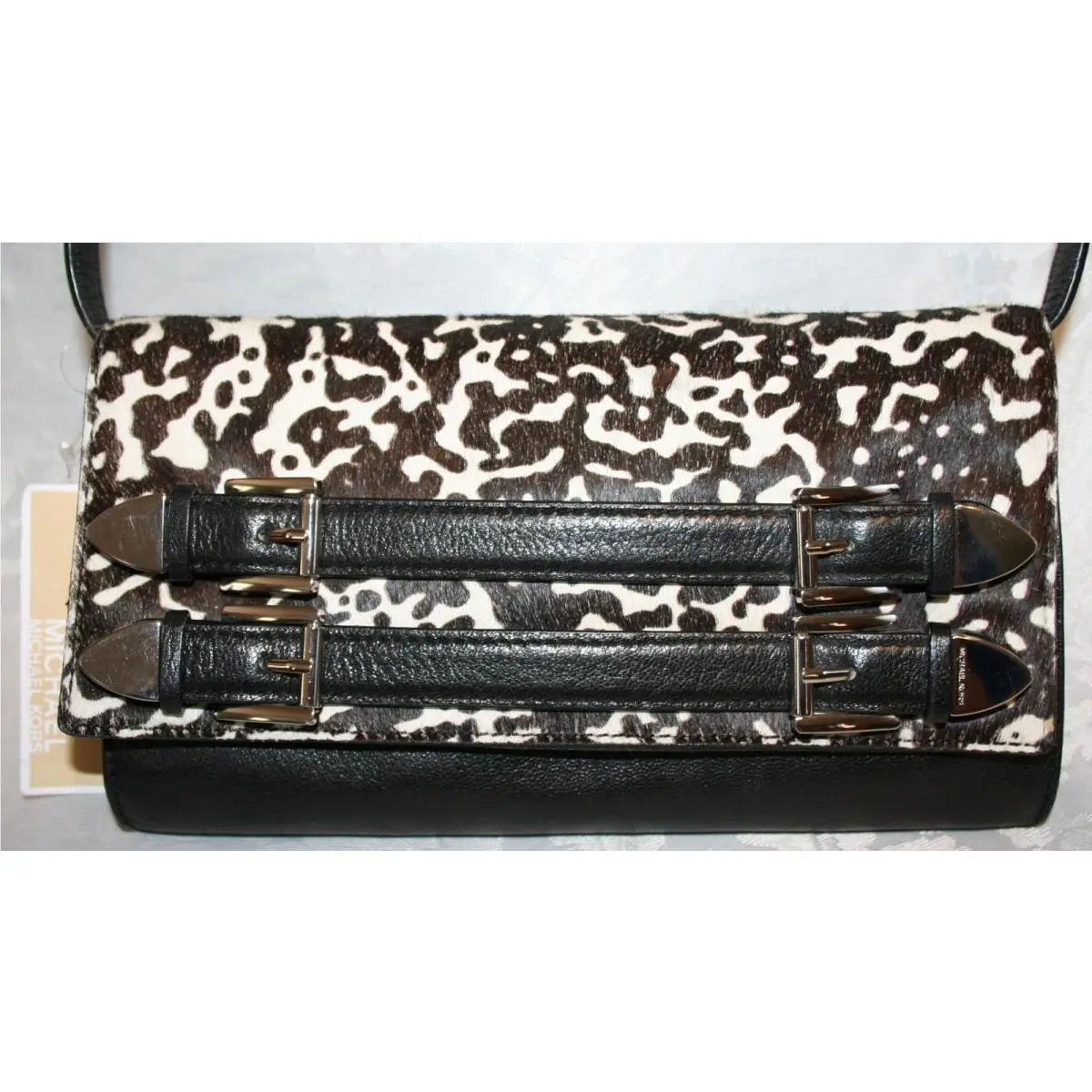 Michael Kors Robin Clutch White/black Leather 30T4SRBC1H