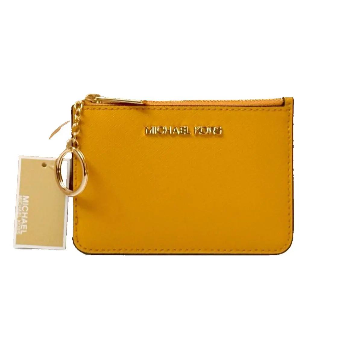 Michael Kors Jet Set Travel Coinpouch ID Holder Leather Wallet Golden Rod