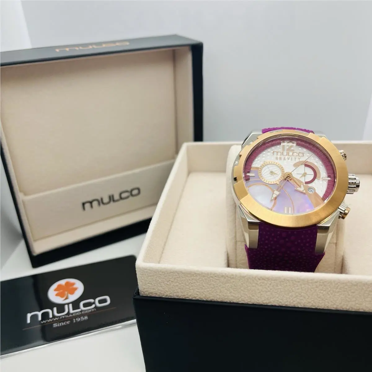 Gravity Women`s Purple Chronograph 46mm Two Tone Watch MW5-3799-523 by Mulco