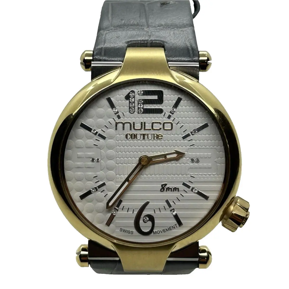 Mulco Couture Unisex 42mm Gold White Dial Gray Leather Swiss Watch MW5-4234-212