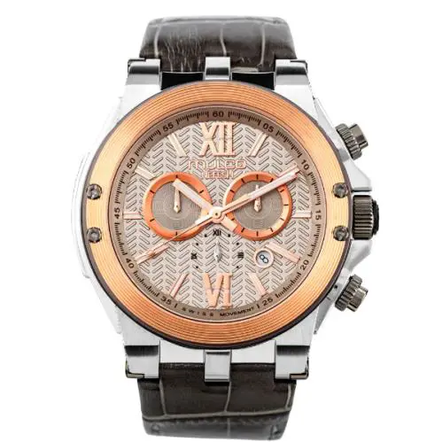 Mulco Nefesh Iconic Rose Gold Dial Back Leather Band Analog Watch MW1-35199-212