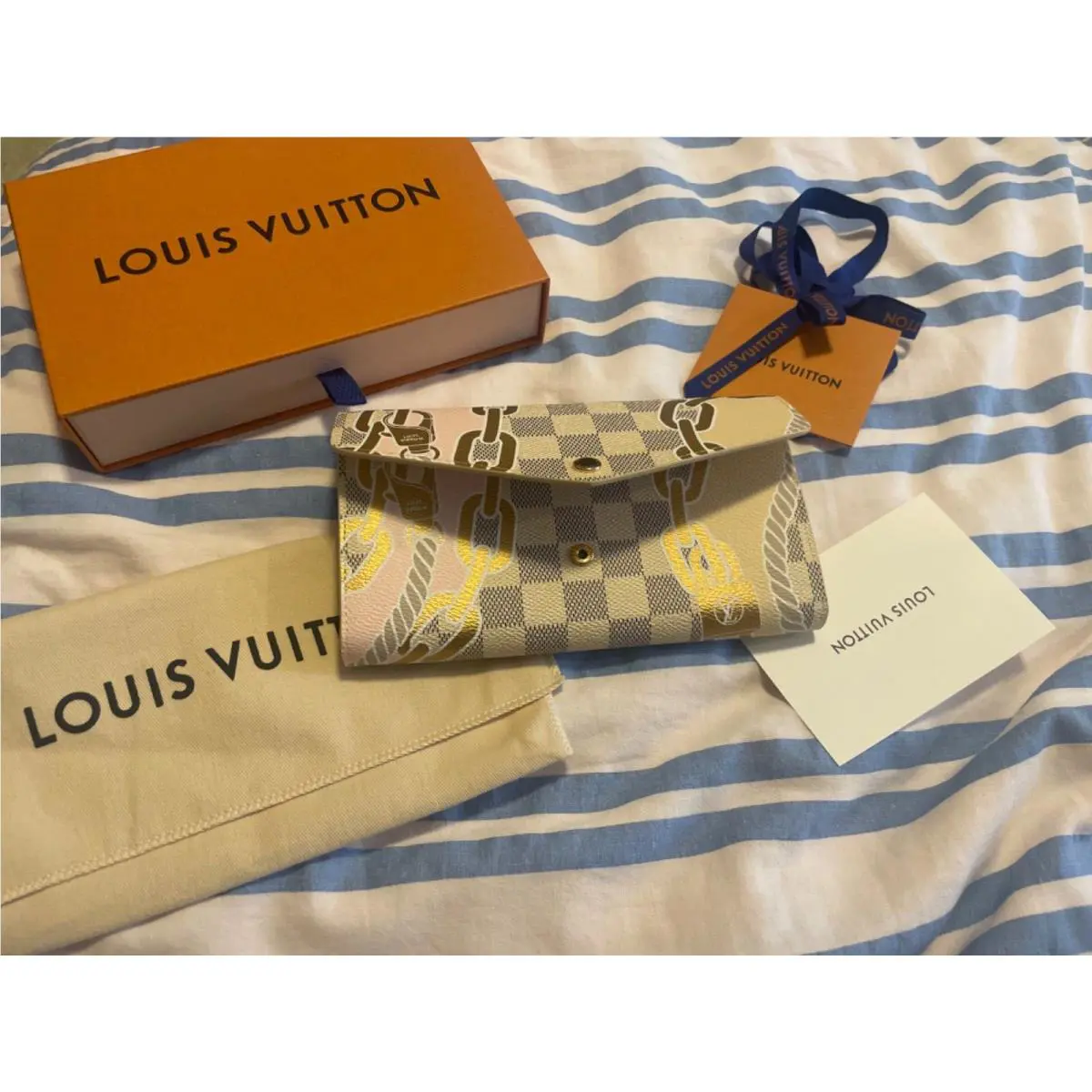 Louis Vuitton Spring Collection Nautical Flap Wallet Clutch Brown Pink