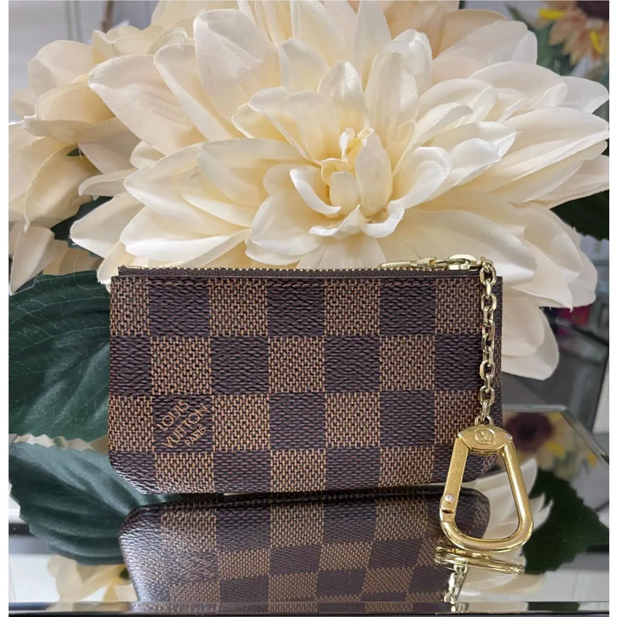 Louis Vuitton Damier Ebene Pochette Cles Wallet Coin Purse/ Key Pouch