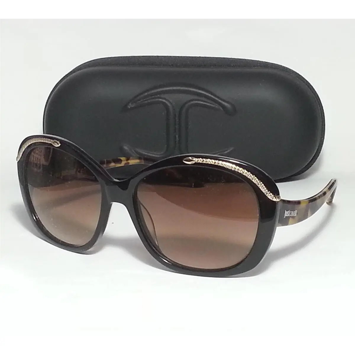 Just Cavalli Women Tortoise Brown Sunglasses JC 638 with Case