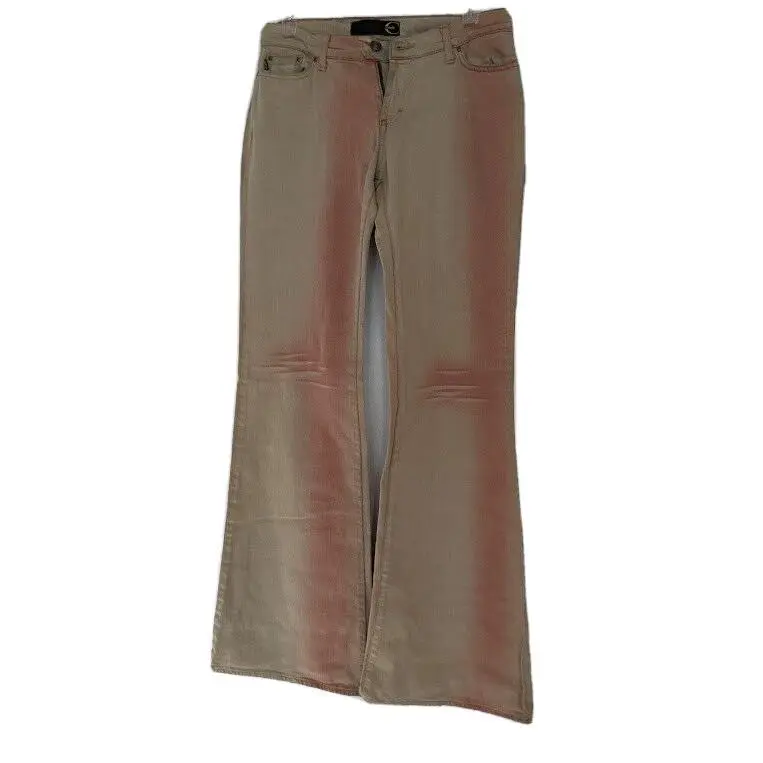 Just Cavalli Couture Italy Beige Red Tie-dye Denim Flared Jeans 27 41