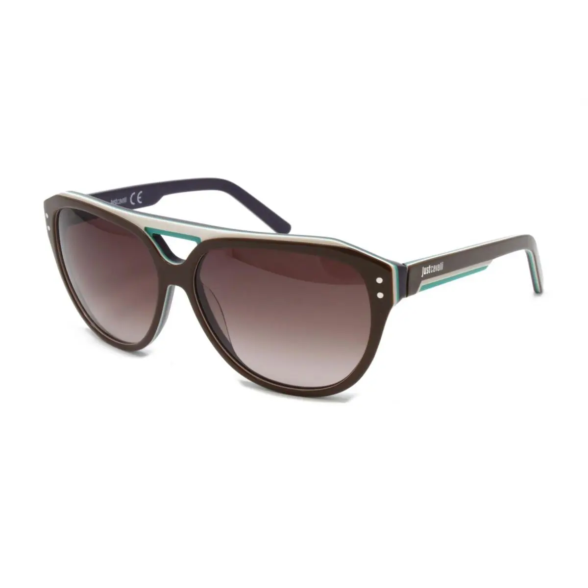Sunglasses Unisex Square JC505S 50F Brown/cream/turquoise 58mm by Just Cavalli