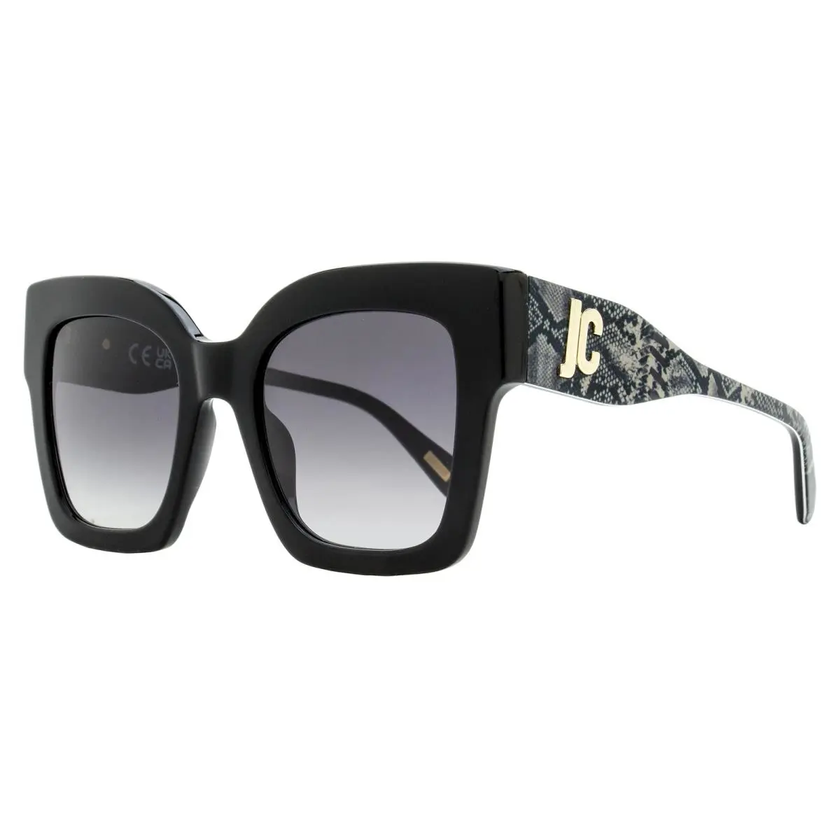 Square Snakeskin Sunglasses SJC019K 0700 Black 52mm by Just Cavalli