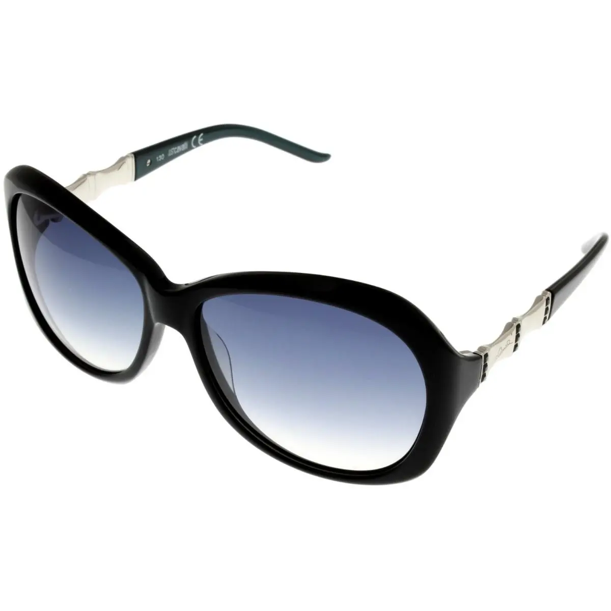 Sunglasses Women Black Silver Blue Rectangular JC263S 05P by Just Cavalli