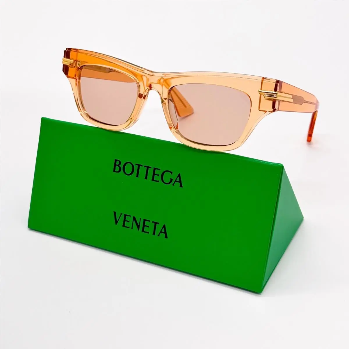 BV1122S 007 Orange Beige Square Women Sunglasses by Bottega Veneta