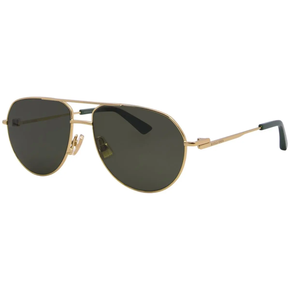 BV1302S 003 Sunglasses Gold/green Lenses Pilot Style 57mm by Bottega Veneta