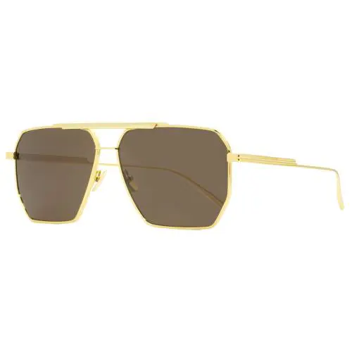 Bottega Veneta BV1012S 003 Gold Brown Lens Square Sunglasses Unisex