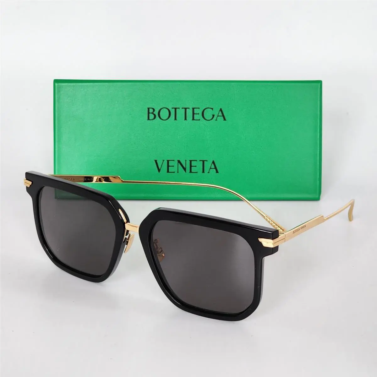Bottega Veneta BV1083SA 001 Black Grey 57 mm Square Women`s Sunglasses