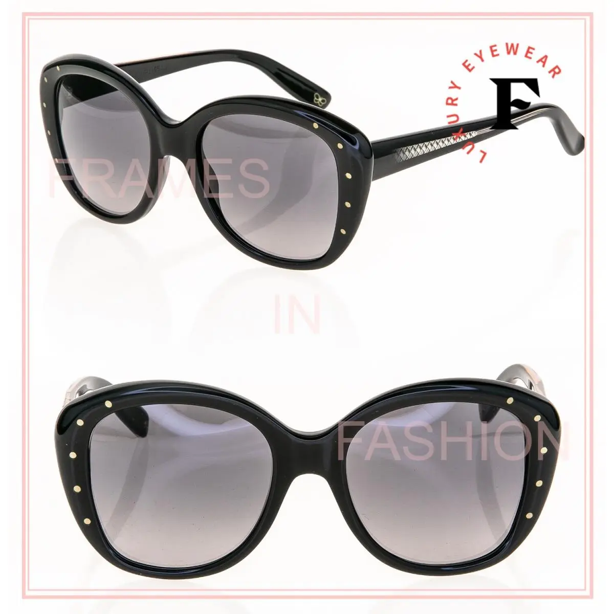 Bottega Veneta BV198S Black Smoke Butterfly Pin Oversized Sunglasses 198
