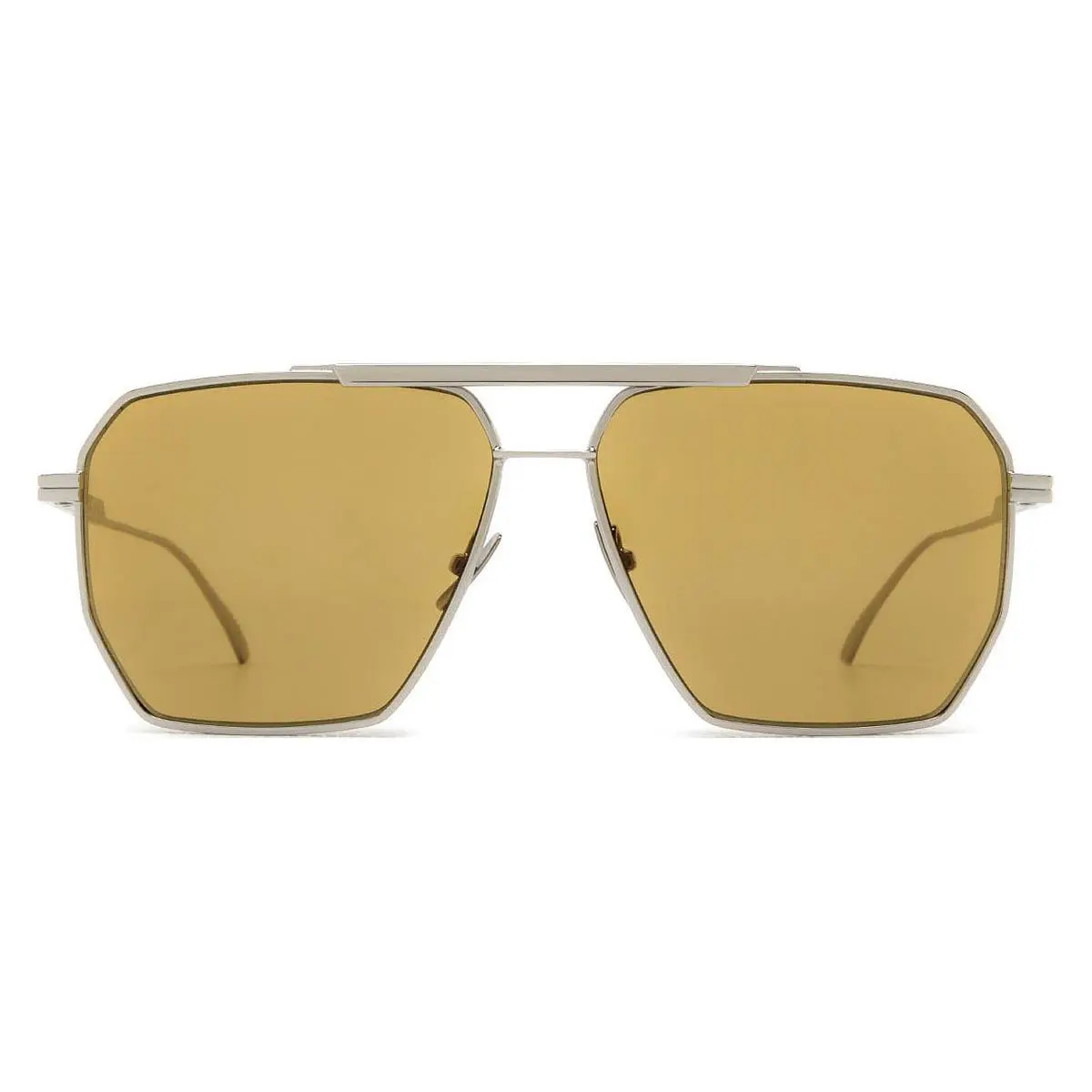 Bottega Veneta BV1012S Sunglasses Silver Brown Aviator 60mm