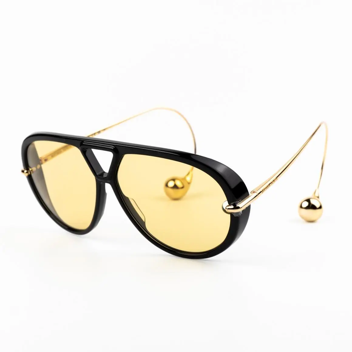 Bottega Veneta Women Sunglasses Black Gold Yellow Pilot BV1273S 003