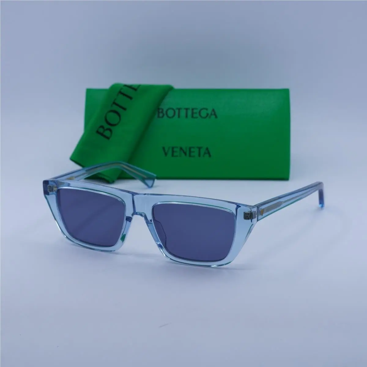 BV1291S 003 Transparent Light Blue/blue 54-17-145 Sunglasses by Bottega Veneta
