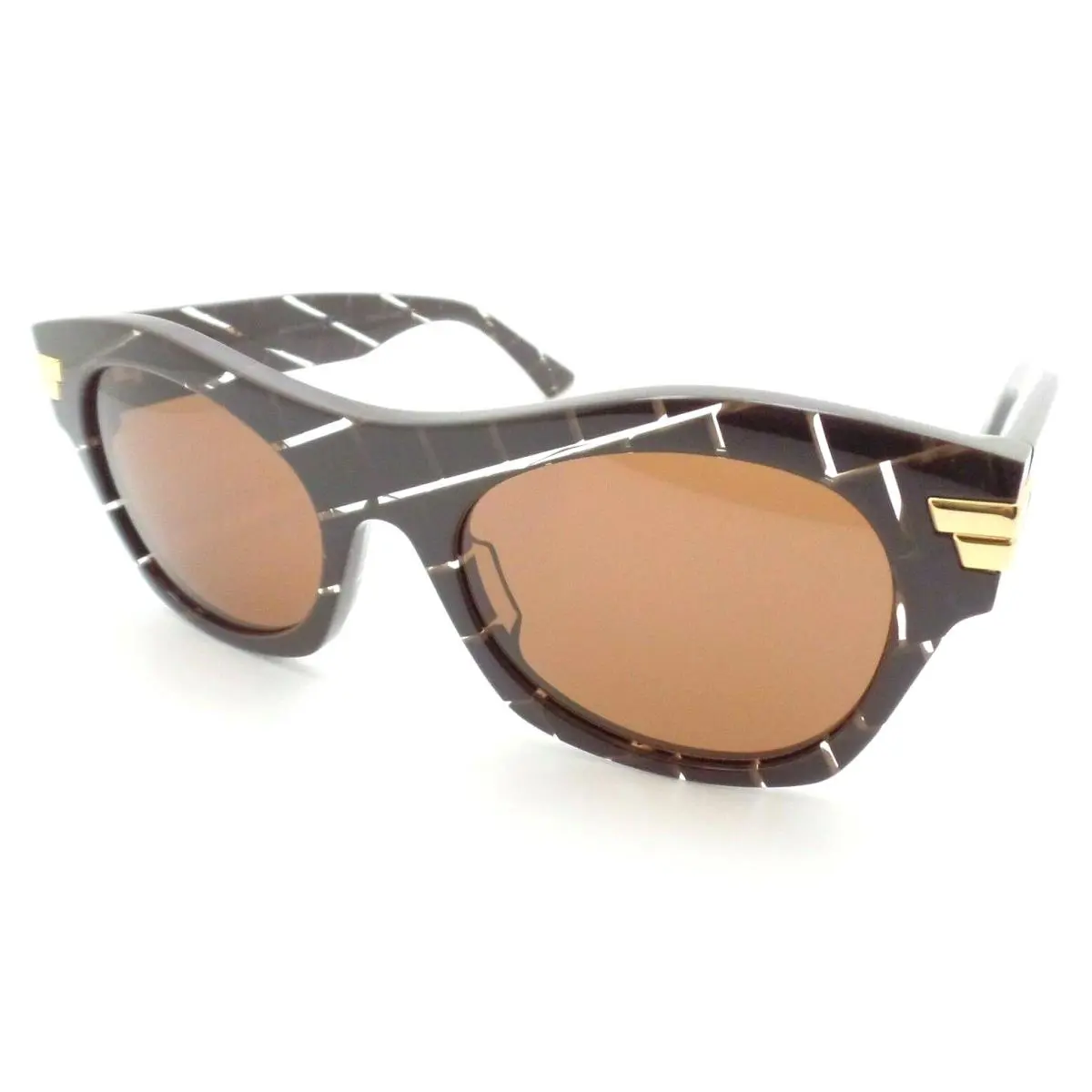 Bottega Veneta BV1103S 002 Brown Pattern Brown Sunglasses